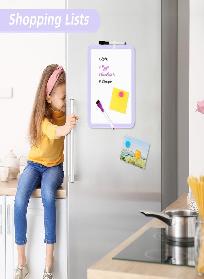 VUSIGN Small White Board Dry Erase, 8.5'' x 11'' Magnetic Dry Erase Board, Mini Whiteboard with Markers for Kids, Students, Fridge, Wall, Locker, Purple - Image 2
